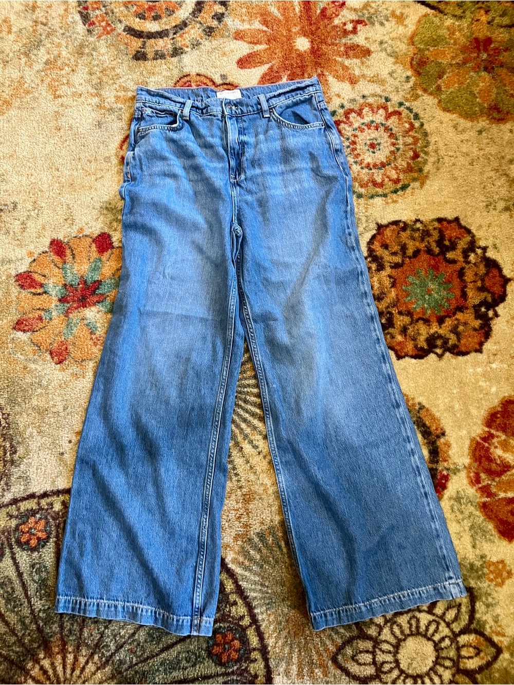 Free People Wide-Leg Denim Jeans in Light Blue Wash